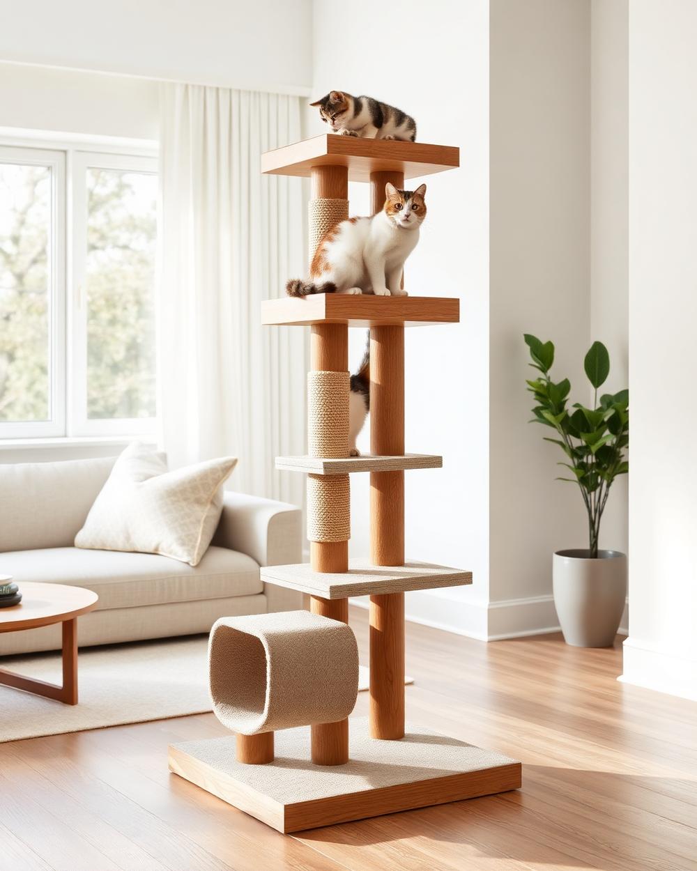 Oak & Sisal Cat Tower